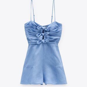 Zara Light Blue Jumpsuit with Bow Details